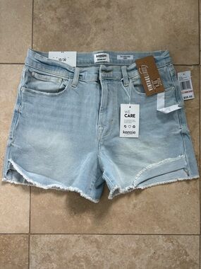 Kensie Light Blue Frayed Hem Denim Shorts